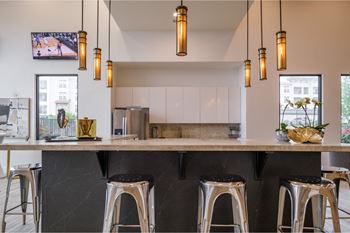 resident social kitchen at Reveal Skyline apartments